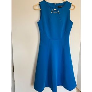 Ivanka Trump Blue Scuba Fit & Flare Dress
